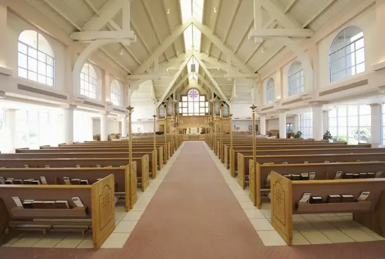 Clean and polished church interior maintained by Agnus Dei Cleaning Solutions. Trusted commercial cleaning in Connecticut for religious institutions.