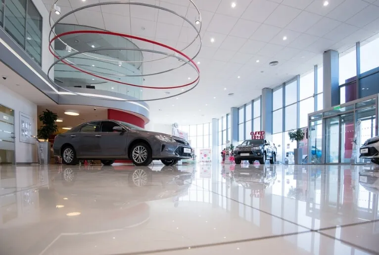 Car dealership showroom maintained by Commercial Cleaning in Connecticut